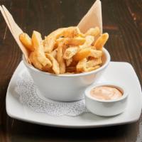 Hand-Cut Chips · Served with malt vinegar aioli. 
*Gluten-Free, Vegetarian. 
*may contain traces of gluten in...