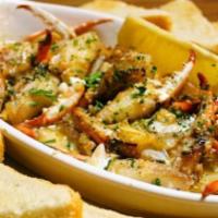 Cajun-Spiced Gulf Crab Fingers (Currently Substituting With Wild Shrimp) · Sautéed in garlic, butter, parsley  &  cajun spices, Crab fingers are out of season, substit...