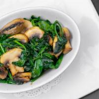 Sautéed Spinach, Mushrooms & Garlic · *Gluten-Free, Dairy-Free, Vegetarian