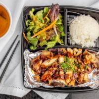 Chicken Teriyaki Plate · Grilled Chicken with teriyaki sauce. Served with steamed white rice, miso soup and house sal...