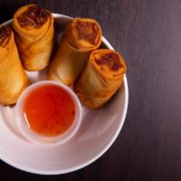 Vegetable Egg Roll · Crispy fried egg roll with mushroom, cabbage and mung beans noodle. Served with homemade swe...