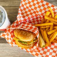 #2 Double Cheeseburger With Fries And 20 Oz. Soda · A special combo that includes a double cheeseburger, fries, and either a medium or large sof...