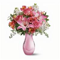 Pink Reflections Bouquet With Roses · Oh, so pretty in pink, this beautiful bouquet will make any woman's day. With so many pretty...