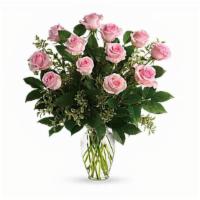 Say Something Sweet Bouquet · Say it sweeter with this feminine bouquet of a dozen ballet pink roses and lush greens in a ...