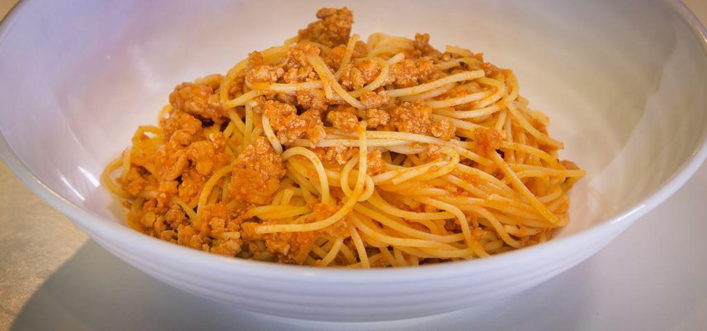 Spaghetti Bolognese · Italian bologna style meat sauce.