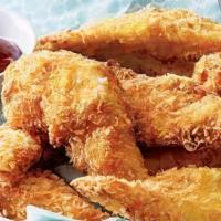 4 Chicken Fingers · Four Crispy Breaded & Battered Chicken Finger Tenders. Served with your favorite dipping sau...