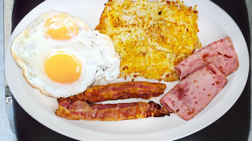 Ham & Eggs With Hash Brown & Toast · Ham or Bacon & Eggs with Hash Brown & Toast