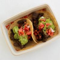 Marinated Steak Tacos (2) · housemade guacamole, pico de gallo, corn tortilla