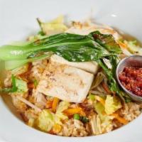 Vegetarian Fried Rice · Grilled Tofu, Rice, Egg, Mixed Veggies, Bean Sprouts, Napa Cabbage, Carrots, Shiitake Mushro...