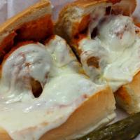 Meatball Sandwich · Meatballs, marinara sauce and mozzarella cheese.