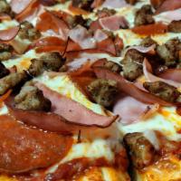 Meat Lovers X-Large · Pepperoni, sausage, ham and Canadian bacon.