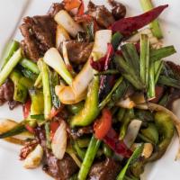 Mongolian Beef · Sliced beef with onions, and bamboo shoots