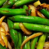 Szechuan Green Beans · Spicy Chinese Sichuan green beans stir-fried with ginger, garlic and sesame oil
