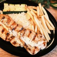 Grilled Chicken Breast · Comes with two side items.