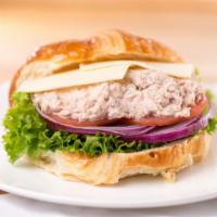 Tuna & Cheese Croissant · Mayonnaise, Lettuce, Tomatoes, Onions, Pickles, Tuna, and Cheese.