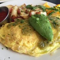Southwest Omelet · Spicy Chicken Breast, Salsa Fresca, Poblano Chiles, Roasted Corn & Pepper Jack Cheese, Avoca...
