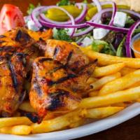 Bbq Chicken Dinner · 1/2 charbroiled chicken, salad, and your choice of Rice, Beans (pinto), Mashed Potatoes, OR ...
