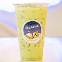Bean · Organic mung bean defused with pandan leaves and topped with crystal boba.