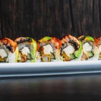 Chef'S Special Roll · IN: Cream Cheese, Cucumber, Imitation Crab, Shrimp Tempura;  . OUT: Eel, Avocado, Sesame;  S...