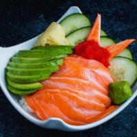 Salmon Sashimi Bowl · Cold Rice Bowl. Serves With Salmon Sashimi, Cucumber, Sesame