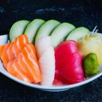 Assorted Sashimi (6Pc) · Sashimi Grade Sliced Raw Tuna (2), Salmon (2), Red Snapper (2). Serves with Wasabi, Ginger, ...
