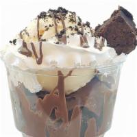 Brownies Ice Cream Cup · warm chocolate brownie bites served with a scoop of ice-cream, topped with whipped  cream an...