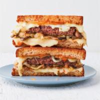 The Corner Booth · Hamburger patty, pepper jack cheese, grilled onions, sautéed mushrooms and Society Sauce on ...