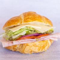 Turkey & Cheese Croissant Sandwiches · Serve with: Mayo, Lettuces, Tomato, Pickle, Onion