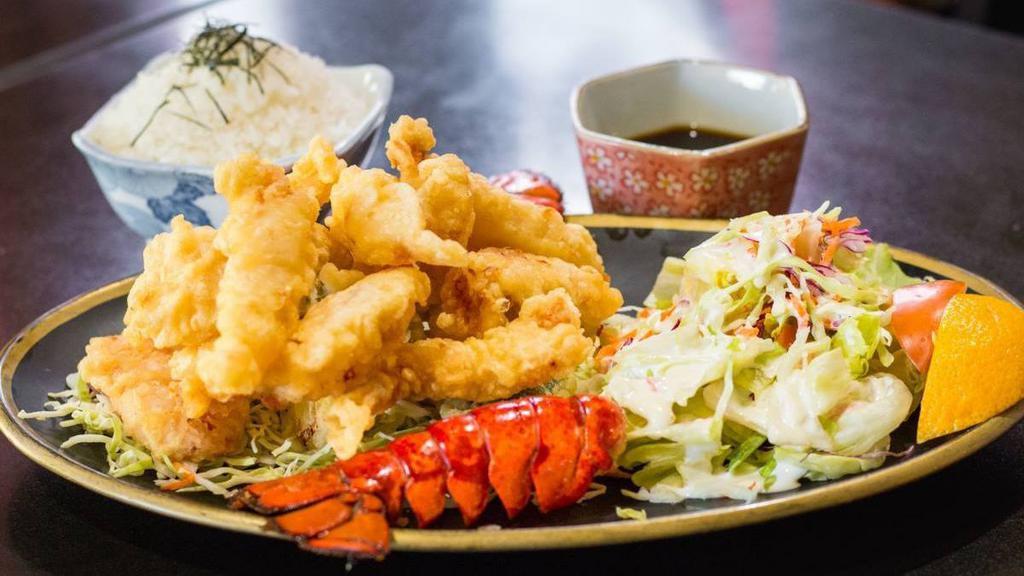 Lobster Tempura · Lobster tail is lightly battered and fried until golden brown and crispy.