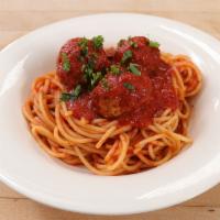 Spaghetti With Protein · Spaghetti served with our homemade meat sauce, meatballs, or sausage in our homemade marinar...