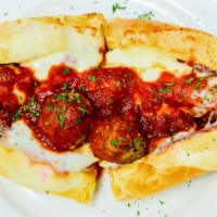 Meatball Sub · Meatballs with marinara sauce topped with Mozzarella cheese and baked to perfection.