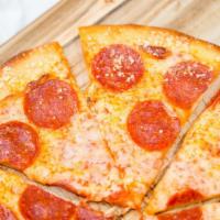 Classic Pepperoni Pizza · Tomato sauce, basil, mozzarella cheese, pepperoni.