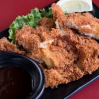 Chicken Cutlet Pac · Panko breaded fillets, served w/dipping sauce, Includes salad, rice & furikake rice seasoning.