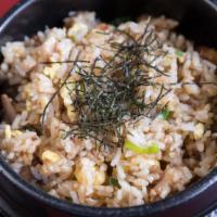 Okinawa Style Pork Fried Rice · Marinated slowly cooked pork belly.