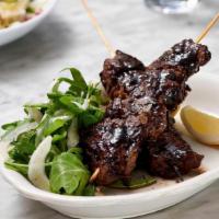 Beef Spiedini (Italian Meat Skewers) · Beef skewers with pickled fennel and blueberry balsamic