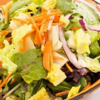 House Salad · Carrots, red onions, honey lime cilantro vinaigrette.