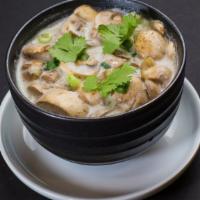 Tom Kha Thai Spicy Coconut Soup · Lemongrass, galangal, fresh mushrooms, chili, lime juice, coconut milk, onions and cilantro....