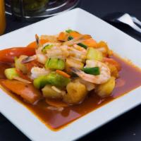 Sweet And Sour · Served with sweet and sour sauce and vegetables.