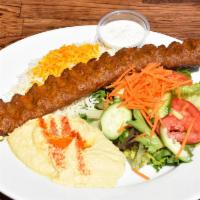 Koobideh (Lamb Or Beef) · Gluten-free. Seasoned ground meat mixed with grated onion and grilled on open flame.