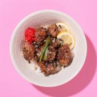 Karaage Chicken Rice Bowl · Crispy fried karaage chicken with your choice of white or brown rice