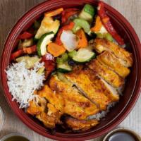 Chop Chop Chicken Bowl · Our signature chicken bowl. Comes with basmati rice, chicken, and roasted vegetables.