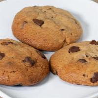 Chocolate Chip Cookies · 3 pieces of fresh baked chocolate chip cookies filled with mounds of chocolate chips!