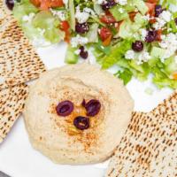 Mediterranean Plate · Hummus , greek salad , pita .