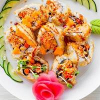 Crunchy Panko Shrimp Roll · Crab, sprouts, avocado, gobo, shrimp tempura, spicy mayo and eel sauce.