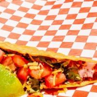 The Roadside Taco · Turkey Picadillo, Mexican Crema, Lettuce, Cilantro Vin, Arbol Salsa, Cheddar Cheese, Tomato,...