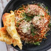 Spaghetti & Meat Balls · Spaghetti and meat balls house made beef meat balls marinated in rich spaghetti sauce served...