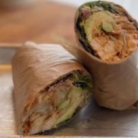 Chompotle Avocado Wrap · Chicken, mixed greens, tomatoes, red onions, avocado, Provolone cheese, chipotle, wrapped on...