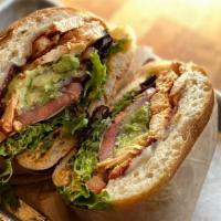 Chipotle Chicken Avocado Sandwich · 100% All-Natural chicken, applewood bacon, fresh avocado, chipotle aioli, provolone cheese, ...