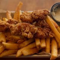 Popcorn Chicken · Popcorn chicken and fries. Served with ranch.
