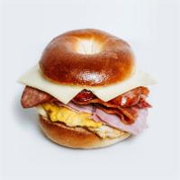 #3 Bagel · sausage, ham, bacon, egg, and cheese